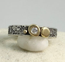 Load image into Gallery viewer, Ring Gold Pebbles/Cairns, Diamonds, Silver