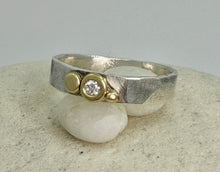 Load image into Gallery viewer, Ring Gold Pebbles/Cairns, Diamonds, Silver