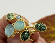 Load image into Gallery viewer, Ring Lake Superior Greenstone and Montana Sapphire 14k
