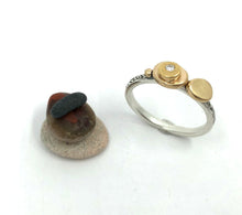 Load image into Gallery viewer, Ring Cairn of Gold Pebbles, Diamonds, Silver