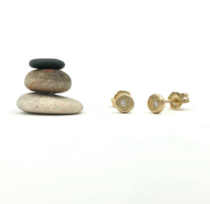 Earrings Gold Diamond Pebble
