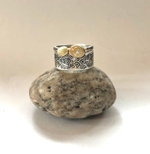 Load image into Gallery viewer, Stack these two rings together, what a BEAUTIFUL combination!! Woodland Band and Pebble ring.  
