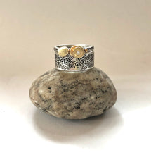 Load image into Gallery viewer, Stack these two rings together, what a BEAUTIFUL combination!! Woodland Band and Pebble ring.