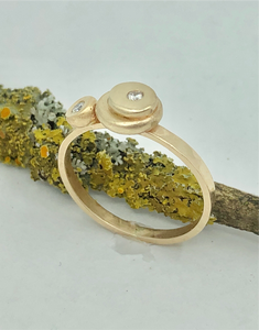 Ring Cairn of Gold Pebbles Diamonds