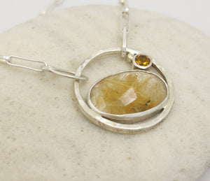 Pendant Rutilated Quartz and Citrine