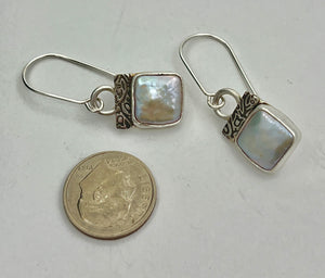 Earrings Gray Coin Pearl