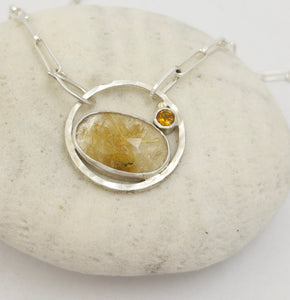 Pendant Rutilated Quartz and Citrine