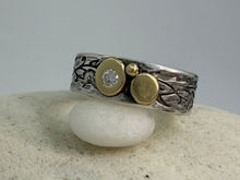 Load image into Gallery viewer, Silver and Gold ring with diamonds 
