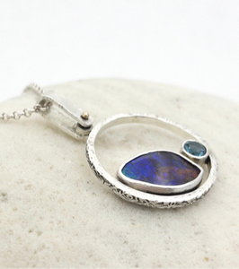Pendant Boulder Opal and London Blue Topaz