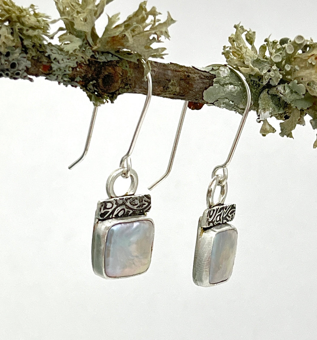 Earrings Gray Coin Pearl