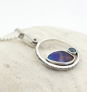 Pendant Boulder Opal and London Blue Topaz
