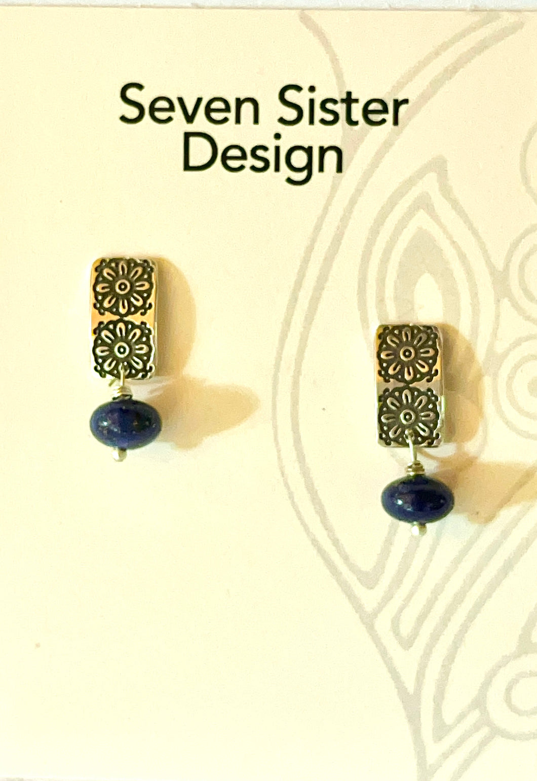 Earrings Two Flower Lapis