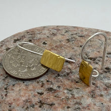 Load image into Gallery viewer, Earrings Wood Rectangle 22k Gold / Silver
