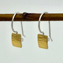 Load image into Gallery viewer, Earrings Wood Rectangle 22k Gold / Silver
