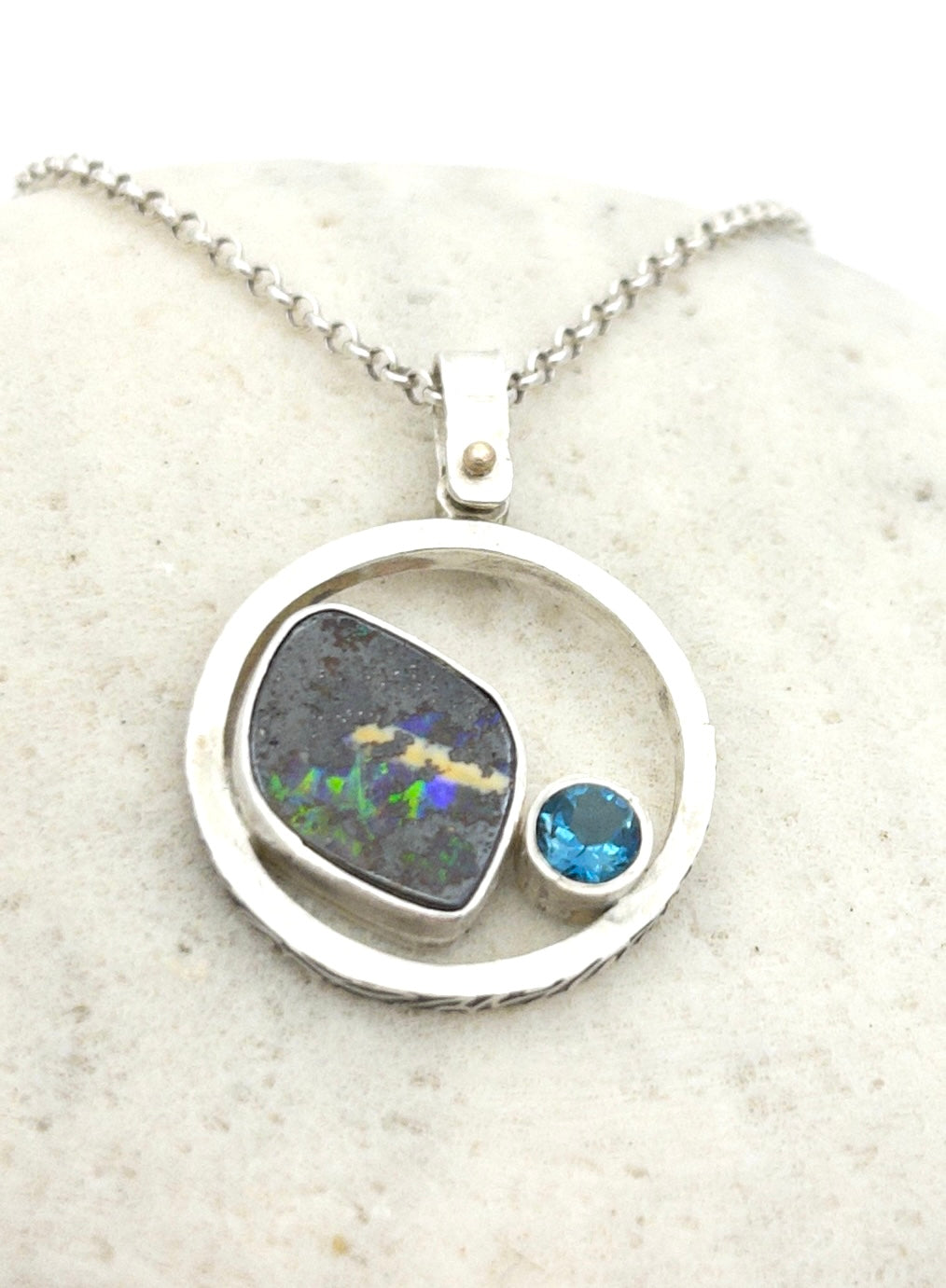 Pendant Boulder Opal and London Blue Topaz