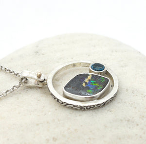 Pendant Boulder Opal and London Blue Topaz