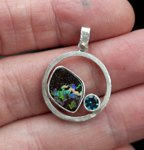 Pendant Boulder Opal and London Blue Topaz