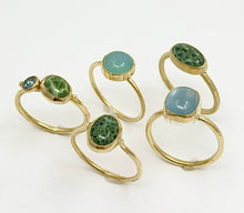 Load image into Gallery viewer, Ring Lake Superior Greenstone and Montana Sapphire 14k
