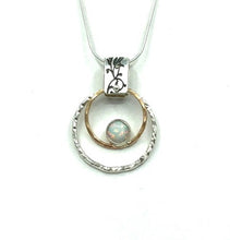 Load image into Gallery viewer, Pendant Double Two Tone Ring with created Opal
