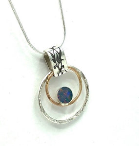 Pendant Double Two Tone Ring with Opal Doublet