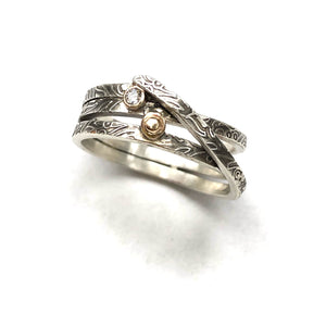 Entwine Ring Diamond 14k Gold and Silver