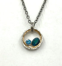 Load image into Gallery viewer, Pendant Double Ring with Topaz and Opal
