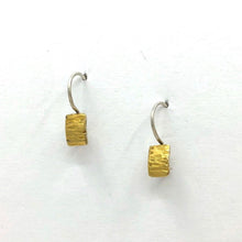 Load image into Gallery viewer, Earrings Wood Rectangle Bi-Gold Silver Earring
