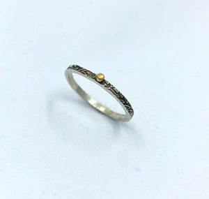Ring Embossed Silver and Gold