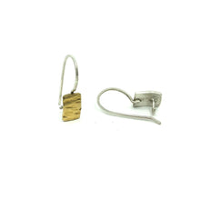 Load image into Gallery viewer, Earrings Wood Rectangle Bi-Gold Silver Earring
