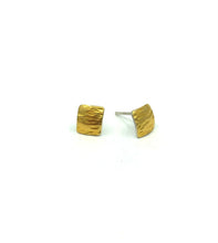 Load image into Gallery viewer, Earrings Wood Rectangle Bi-Gold Silver Post Earring
