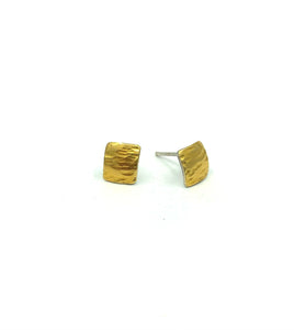 Earrings Wood Rectangle Bi-Gold Silver Post Earring