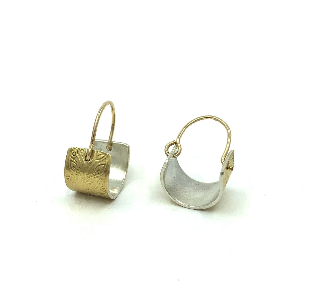 Earrings Woodland Bi-Gold and Silver Hoop