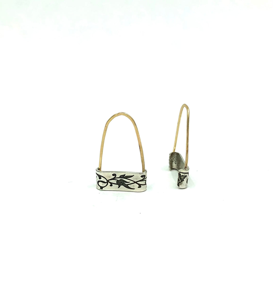 Earrings Safety Pin Vine
