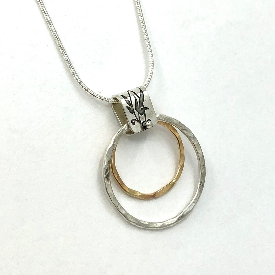 Pendant Double Rings Two Tone