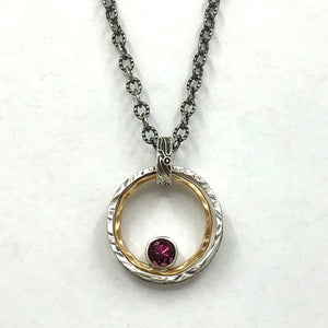 Pendant Double Ring with Garnet