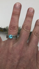 Load and play video in Gallery viewer, Ring Mystic Blue Topaz with Herb Etching
