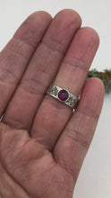 Load and play video in Gallery viewer, Ring Rhodolite Garnet with Vine Etching
